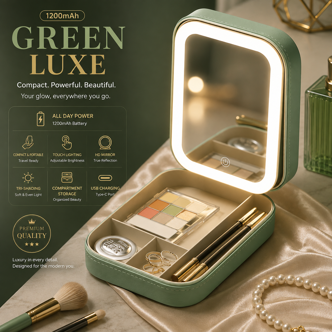 LED Makeup Travel Case with Lighted Mirror